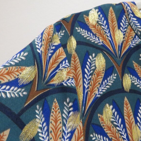 ANTHROPOLOGIE TRAFFIC PEOPLE Metallic Leaf Print Wide Leg Jumpsuit Boho - Size M - Picture 7 of 16